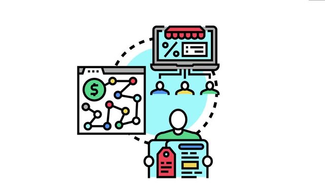 Affiliate program agreement concept visualizing digital partnership terms, online commerce, and referral marketing model creating a network for earning commission and revenue