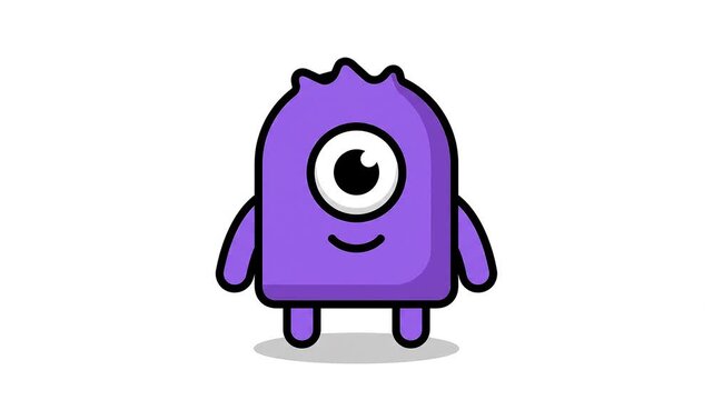 Cute purple one-eyed monster character animation for mobile game or children content