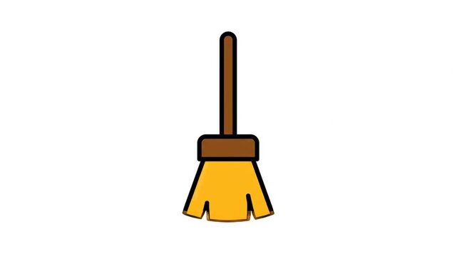 Animated sweeping broom 2D motion graphic for UI cache cleaner or household cleaning service