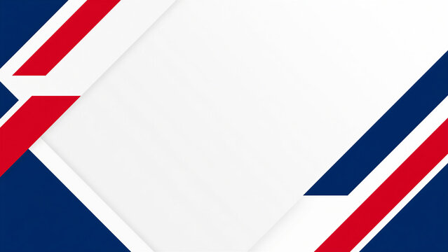 Abstract geometric background template with red and blue diagonal stripes, white copy space for text, modern minimal vector design for brochure layout, corporate identity