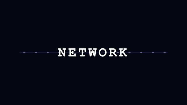 Network digital technology concept animation with glitch effect and minimalist typography for corporate tech and cyber security presentations 4k