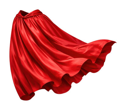 PNG Flowing red skirt with elegant drape on transparent background.