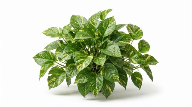 Pothos plant with variegated leaves isolated on white background