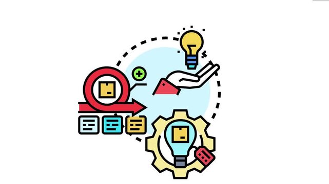 Agile ideation workshop concept illustrates a dynamic project development cycle. Generating innovative solutions. Improving work efficiency