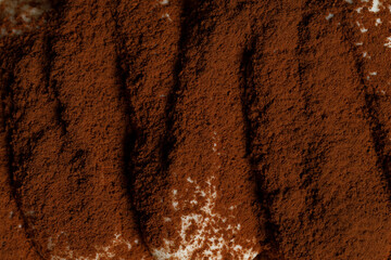 Extreme close up of cocoa powder on tiramisu dessert © Cavan