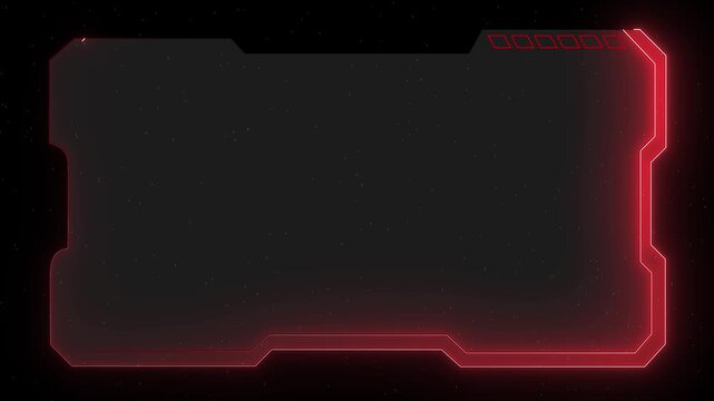 Futuristic digital frame showcases a glowing red HUD interface border with rounded corners and an empty center for text on a dark background.
