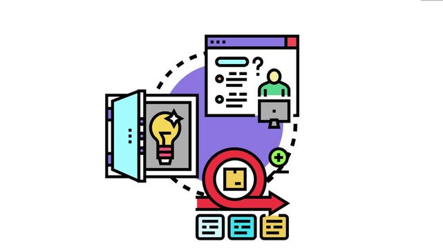 Agile problem solving process visualizing iterative development, identifying new ideas, enhancing solutions, and continuously improving project management workflows for efficient business growth