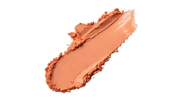 Smudge smear stroke of orange cream lipstick isolated on transparent background cut out