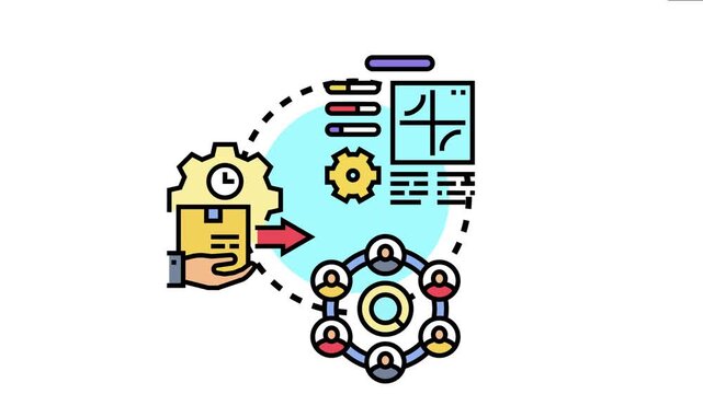 Agile workflow planning concept showing process management, team collaboration, and data analysis for optimizing software development and project tasks