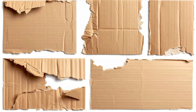 破れたクラフト段ボールのフォトリアルコラージュ素材
Photorealistic torn corrugated cardboard isolated on white background