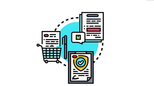 Business process agreement negotiation, contract signing, and purchasing, symbolizing security, communication, and deal finalization within a workflow