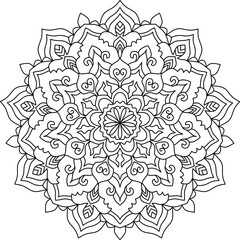 Vector Hand Drawn Mandala Background Black And White  © Naruedee