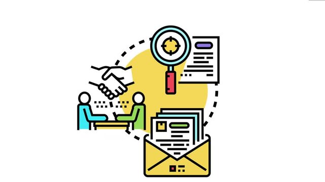 People engaging in a business meeting, preparing agreements, and sending legal mail, representing the full life cycle of contract template generation and document management
