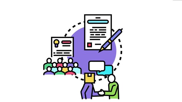 Business professionals generating legal agreements and document templates through a collaborative process, encompassing negotiations, team communication, and detailed contract development