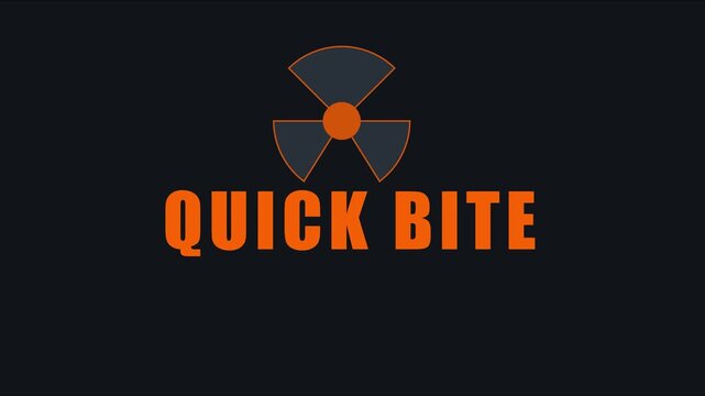 Quick bite animated reveal with radioactive symbol and modern typography animation 4k motion radioactive