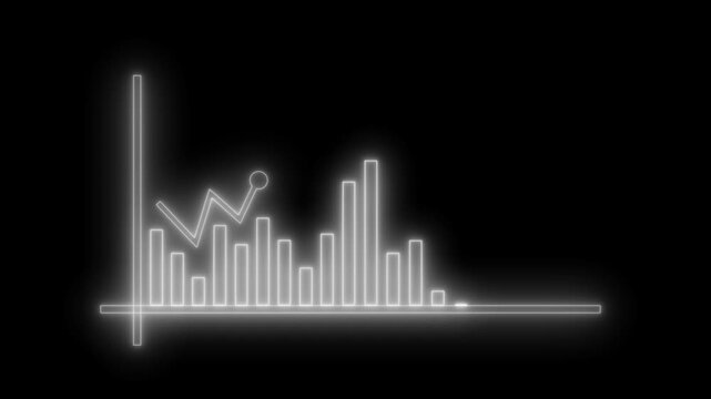 Glowing neon bar and line chart animation