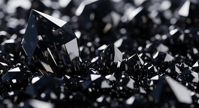 Close up of sharp black crystalline structures