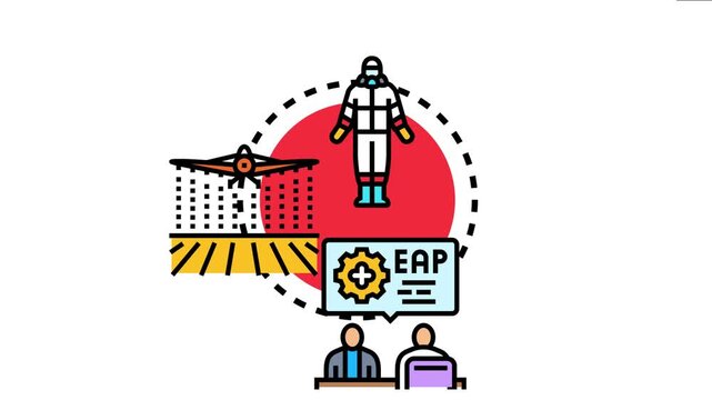 Agricultural wellness worker concept illustrates a farm employee in protective gear, highlighting the importance of health, safety, and support services for those involved in crop cultivation
