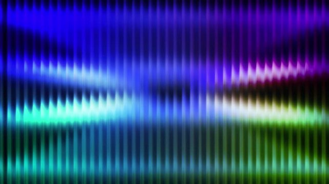 Glowing spectrum light waves ripple through textured glass in a dark scene.