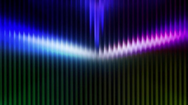 Neon rainbow waves flow across textured glass with vivid glowing light.