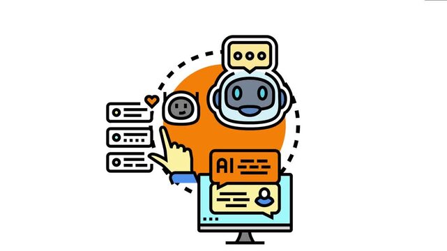 Artificial intelligence robot assisting user with online customer support, managing inquiries, and providing efficient communication solutions through a digital interface
