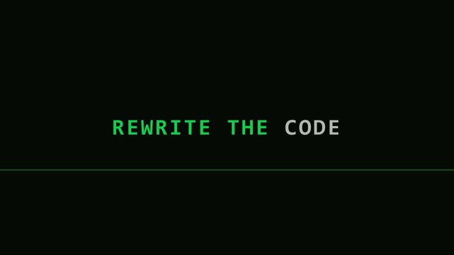 Rewrite the code: minimalist digital typography animation for software development and programming concepts 4k