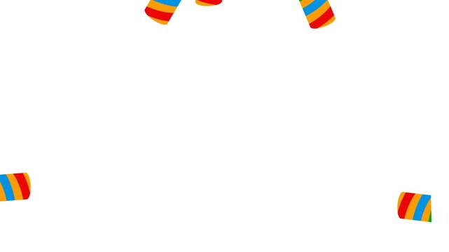 Colorful Party Poppers Confetti Falling Animation Stock Video