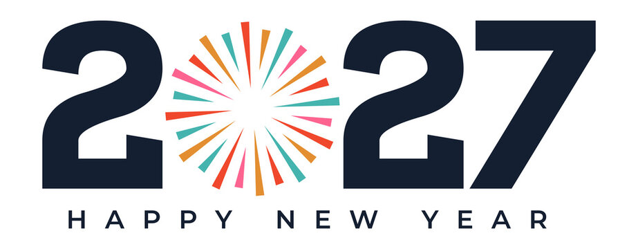 Isolated 2027 Happy New Year PNG Starburst Elegant Minimal Graphic logo
