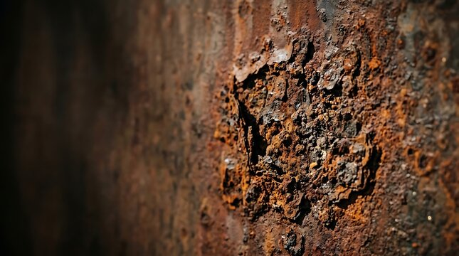 Close up of heavy rust and corrosion on an old metal surface