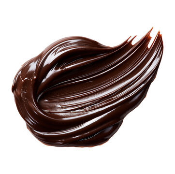 Smooth swirl of melted chocolate sauce isolated on white background with clipping path, concept of sweetness and indulgence