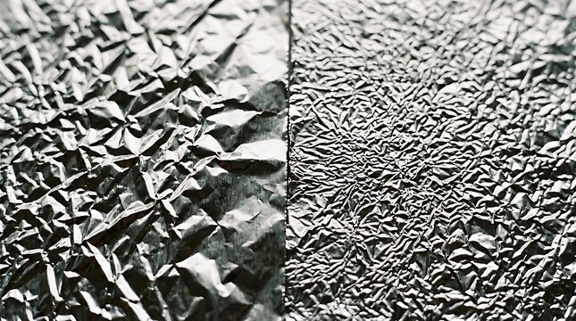 Crumpled silver aluminum foil texture with metallic reflections