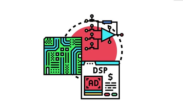 Ai processor chip showing electronic circuit board, digital signal processing interface, and amplifier schematic designing advanced computing solutions
