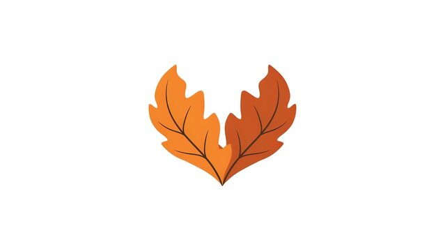 Two Brown Oak Leaves - Autumn Foliage Fall Season Flat Vector Illustration
