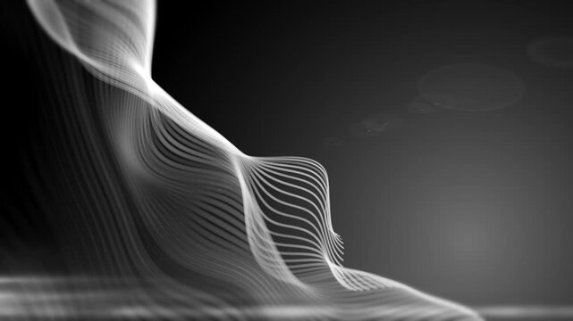 Dark moody abstract lines flowing on black