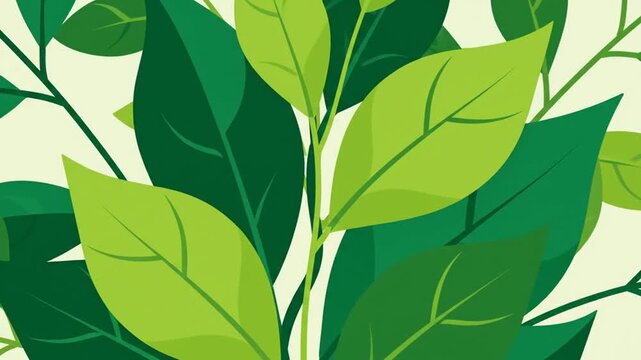 Lush green foliage plant flat design illustration