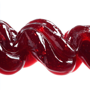 Strawberries jam waves isolated on white background with clipping path, concept of freshness and sweet food