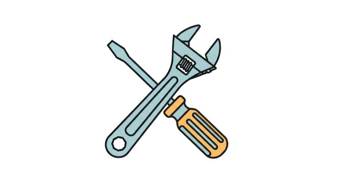 Crossed adjustable wrench and screwdriver repair tool
