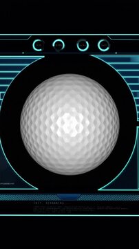 Animation of golf ball with data processing on screen