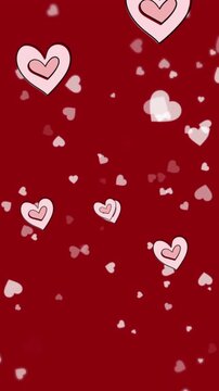 Animation of red hearts icons floating on red background