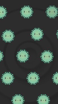 Animation of girl and doctor with face masks over virus cells