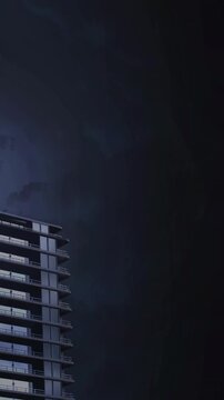 Building and lightning in the background