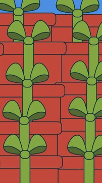 Animation of presents over snow falling at christmas