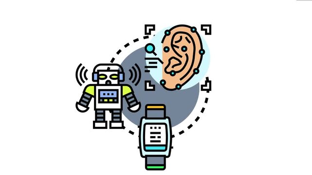 Ai enabled ear surveillance units are processing information, using robotic technology, smart devices, and data tracking for advanced monitoring and biometric analysis