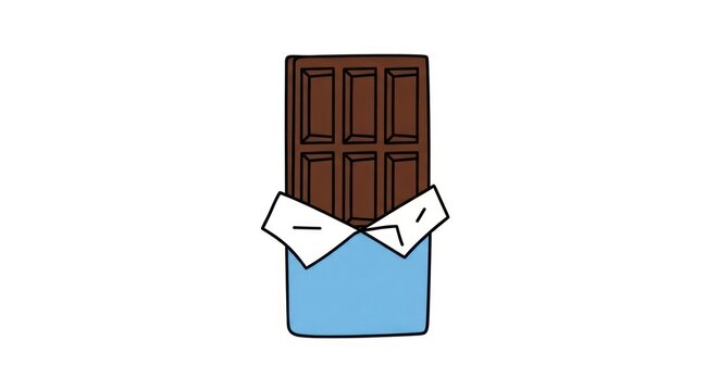 Dark Chocolate Bar in Blue Wrapper Illustration