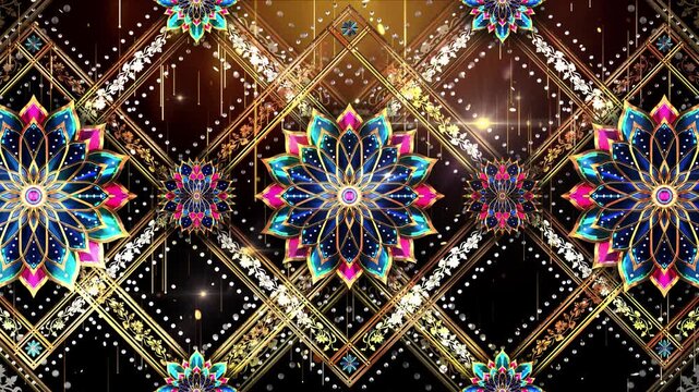 Flowers In Golden Frames Background Animation Video