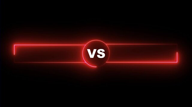 Abstract neon verses animated isolated on black background. Against, bumper, design, fight, football, game, intro animated VS lettering icon. 4k