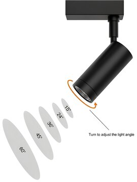Modern black track spot light head with swivel rotation feature spotlight lighting