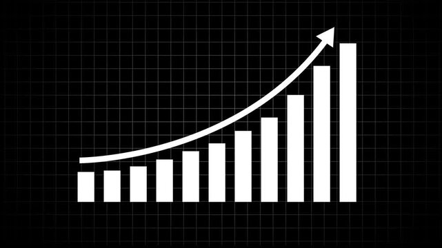Business growth concept in graph chart showing marketing sales profit increasing to future target . growing business concept. Upward trend business growth animation, 4k video