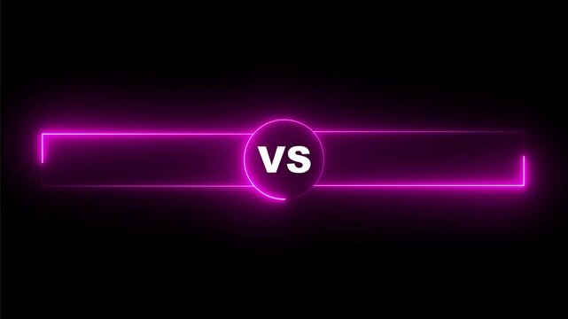 Glowing neon verses animation. Vs Versus Neon and Battle Animation, Symbolizes Competition or Contrast,  Against, bumper, design, fight, football, game, intro animated. 4k