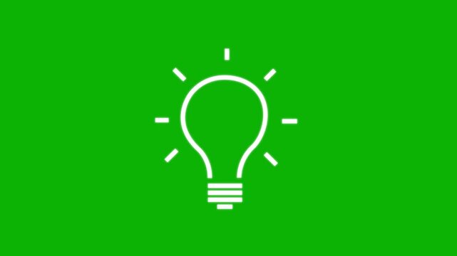 Light Bulb icon, Creative idea, Innovation and inspiration icon 4k video. An animated light bulb is flashing on a black background. Alpha channel.